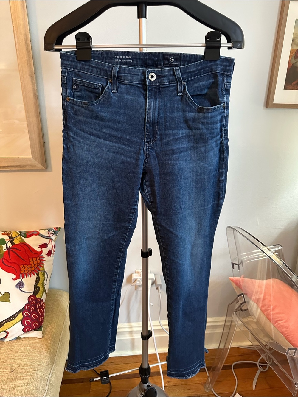 AG Jeans Jodi Crop Raw Hem Blue Denim Pants 29